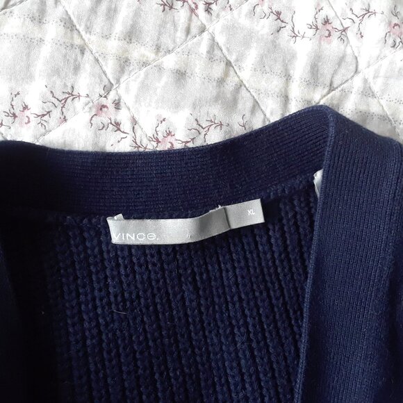 Vince Navy Blue Cotton Cardigan XL - Picture 3 of 5